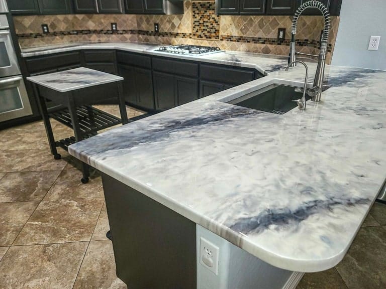 New epoxy countertop in a luxury home after installing a Counter Intelligence Epoxy countertop.