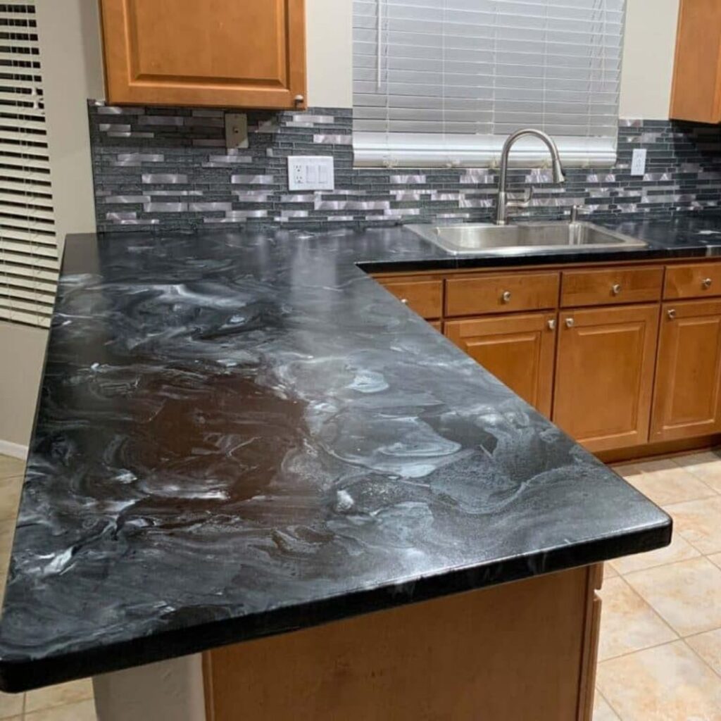 dark epoxy countertop installation